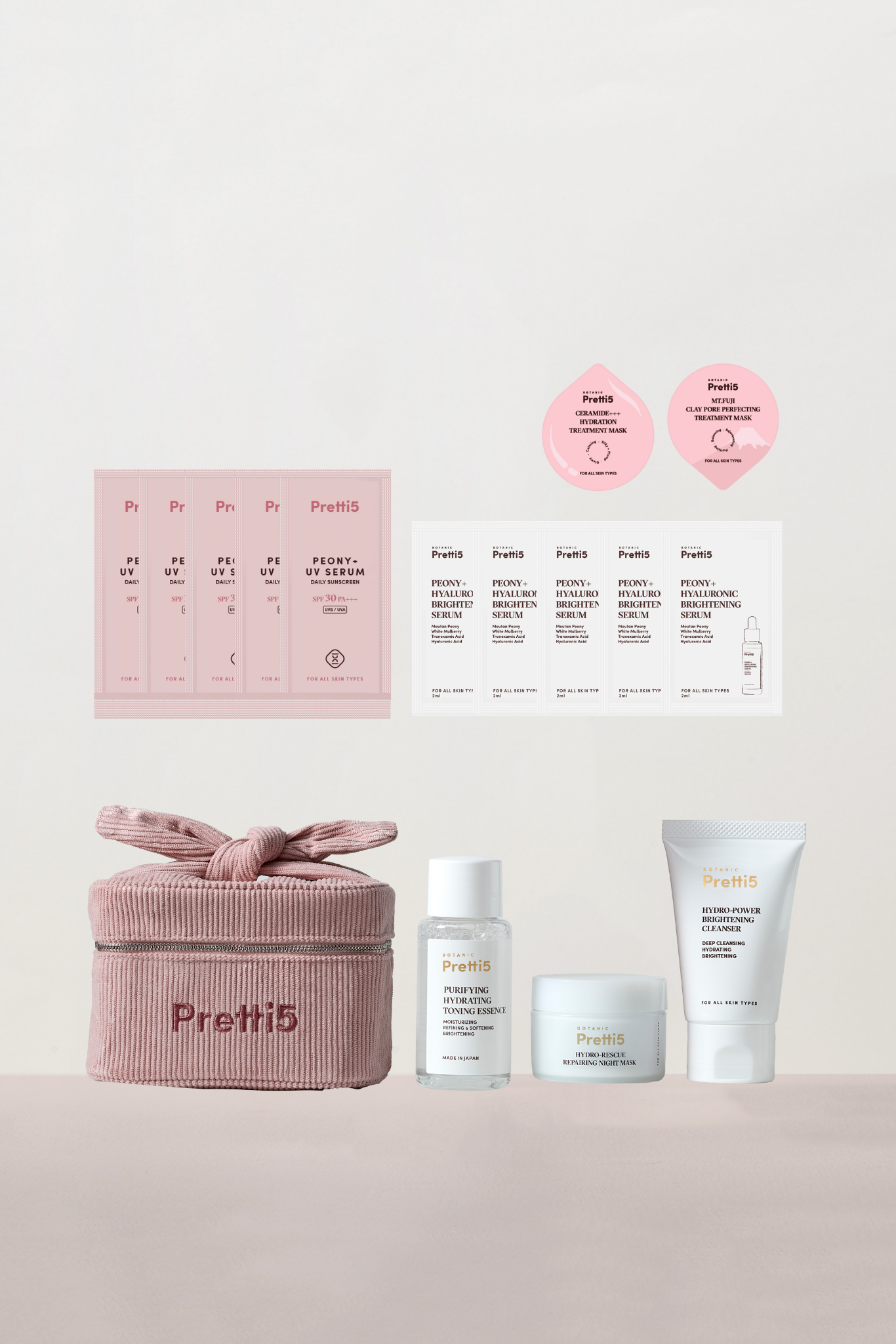 PRETTI5 TRAVEL GLOW ESSENTIALS